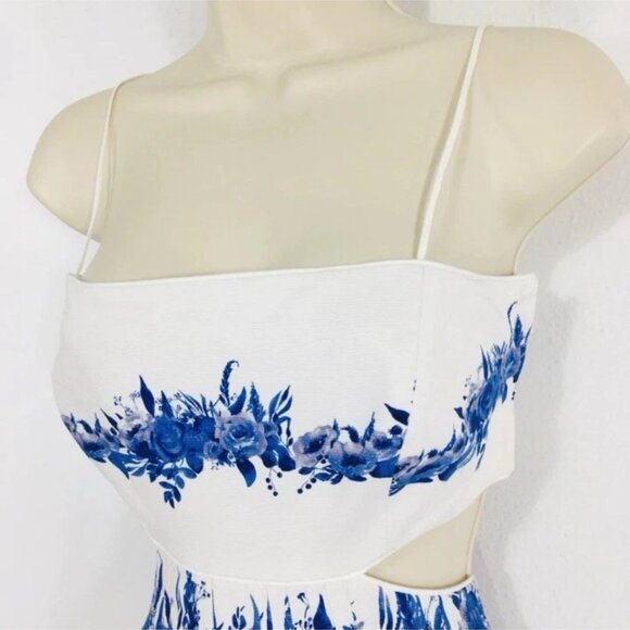NEW Antonio Melani Cut Out Top Midi Dress Sz S Blue Porcelain Fairy Whimsy - Picture 6 of 16
